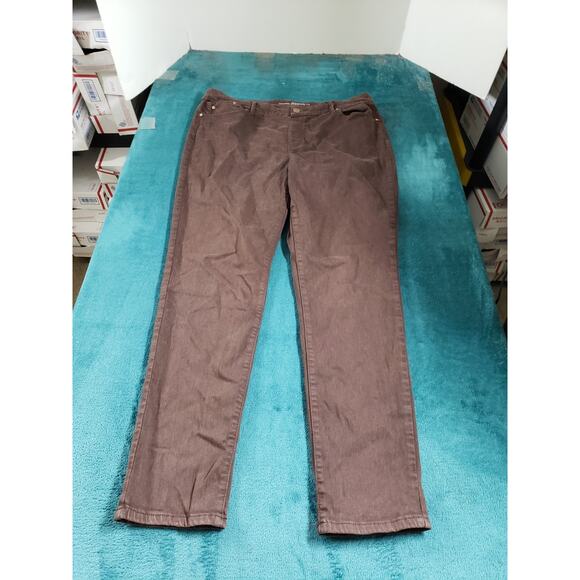 Chicos Jeans 1.5 US Size 10 Womens Brown Stretch Pants Mid Rise Platinum Jegging - Picture 1 of 12